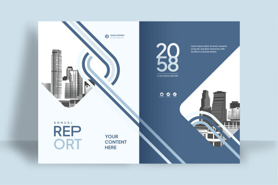 Business Report Cover Template &ndash; Blue Geometric Layout (A4)