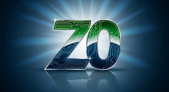 輝く回路基板の３D数字「70」