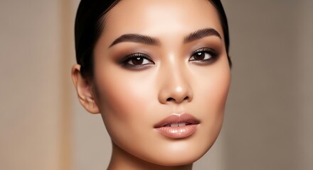 Fototapeta premium Asian woman with natural makeup look.