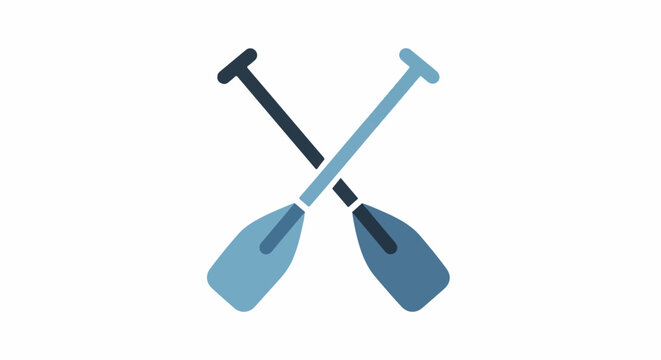Two crossed oars, one dark blue, one light blue, on white