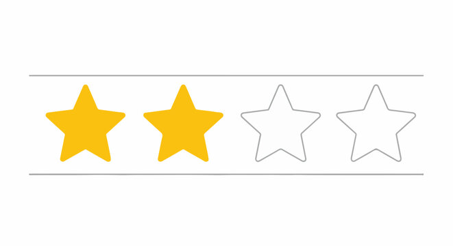 Two yellow stars and two empty stars on a white background