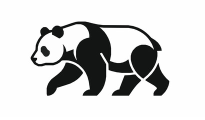 Naklejka premium Minimal Panda Bear Silhouette Wildlife Vector Art