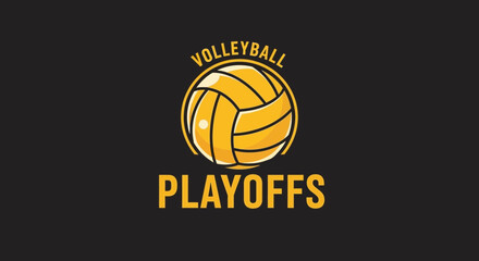 Fototapeta premium Volleyball Playoffs Design: Vibrant Ball Illustration on a Dark Background with Typography