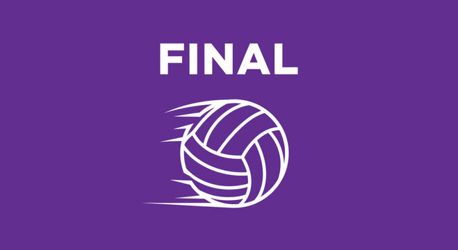 Volleyball Game Final Design, Emblem, Sport Competition Champion, Victory Celebration, Purple