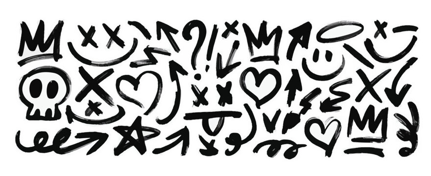 Hand Drawn Graffiti Icons and Symbols Collection Keywords: graffiti, hand drawn, icons, symbols