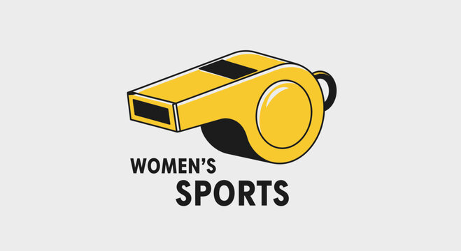 Woman's Sports Concept Featuring a Whistle Illustrated on a Modernist, Clear Background