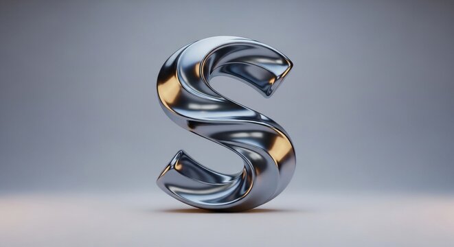 流線形メタリック文字「S」のリアルな3Dレンダリング
