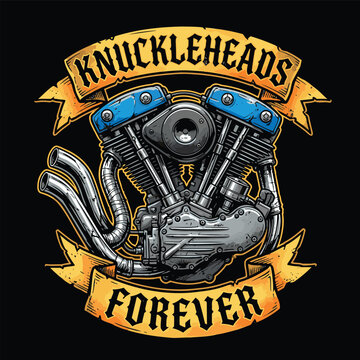 V-TWIN KNUCKLEHEAD ENGINE VECTOR IMAGE