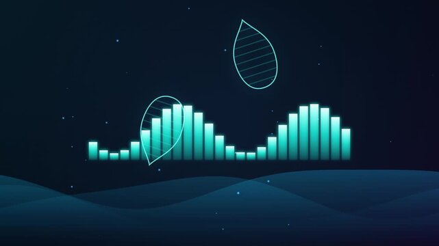 Abstract Digital Audio Visualizer with Floating Geometric Data Elements