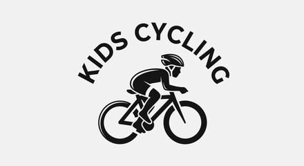 Fototapeta premium Young Cyclist Vector Illustration: A Stylish And Modern Logo Design Of Kids Cycling