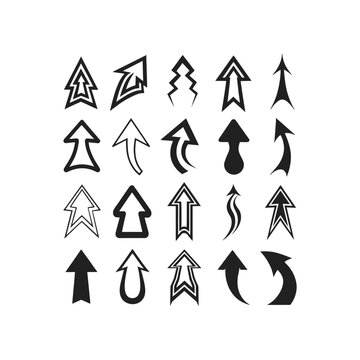 Outlined and solid arrow icons in bold styles for professional design work in eps vector.