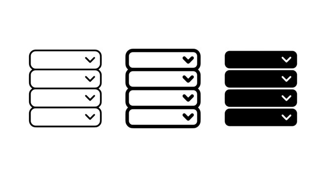 Dropdown Menu Icons Set, User Interface Elements, Web Design Controls, Selection Options, Interactive Controls