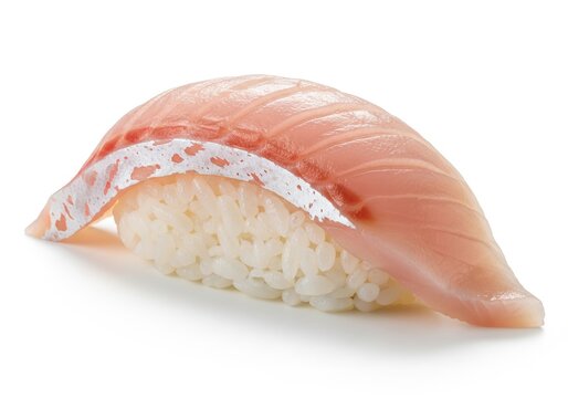 Fresh Hamachi Nigiri Sushi Isolated on White Background - Traditional