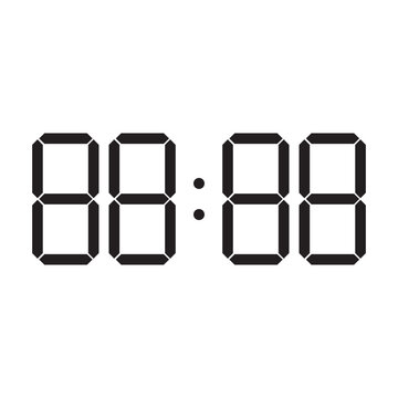 Digital clock seven segment display vector. Excellent asset for electronic timer layouts and modern alarm clock graphics.