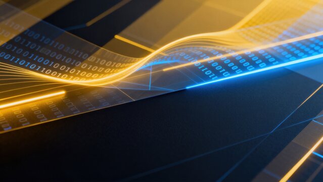 Abstract digital binary code wave