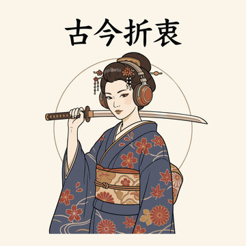 kimono and katana vector image