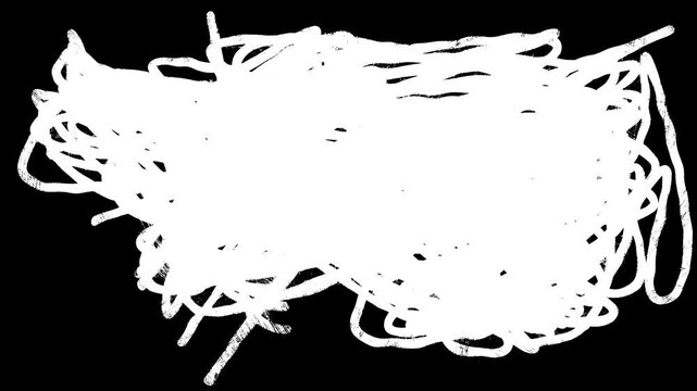 Paint Brush Scribble animation. Abstract Stroke Background, diagonal, spiral, multidirectional chaotic lines direction. Brush stroke black and white noise animation background. Crazy Hatching