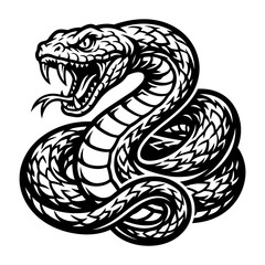Fototapeta premium Snake Mascot Vector – Coiled Serpent, Aggressive Animal Logo Silhouette