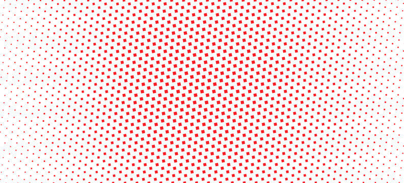 Abstract red square halftone pattern background with dynamic perspective grid, minimal geometric vector texture, modern optical illusion style on white backdrop.