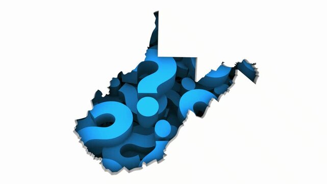 West Virginia WV State Map Question Marks Ask FAQs Best Place Location 3d Animation