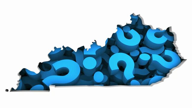 Kentucky KY State Map Question Marks Ask FAQs Best Place Location 3d Animation