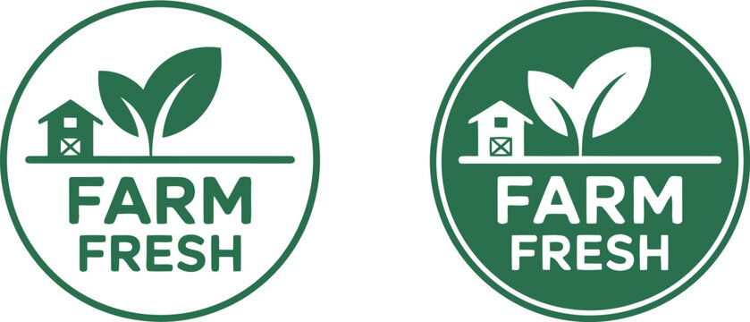 Farm Fresh Organic Badge Logo Set &ndash; Green Eco Label for Natural Food Packaging and Farmers Market Branding