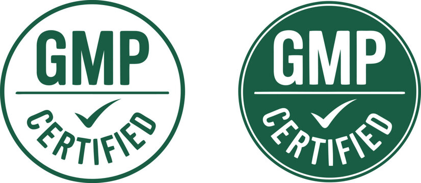 GMP Certified Badge Vector Icon Set for Quality Assurance and Compliance Labeling