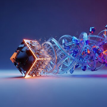 Visual representation of shifting concepts, moving across the continuum from solid reality toward complex, theoretical abstraction, form, visualization, perspective