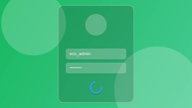 Animated UI Login Page for Environmental Admin with Glassmorphism Design on Green Abstract Background