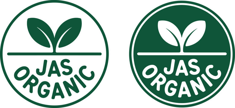 JAS Organic Certification Badge Vector Icons for Eco-Friendly Food Packaging and Labeling