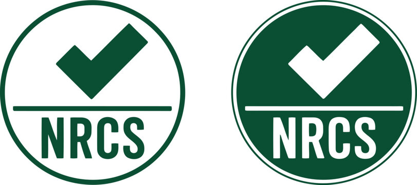 NRCS certification check mark icons in green circle for quality assurance and compliance labeling