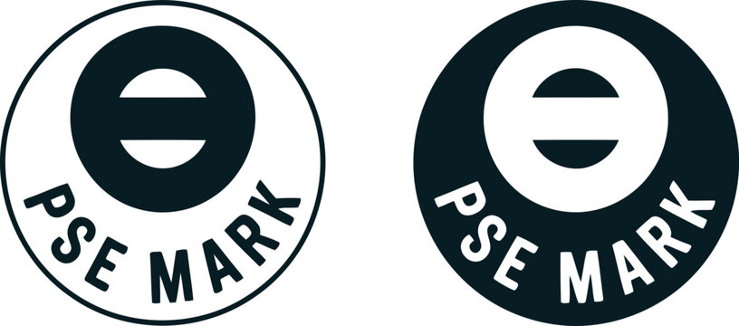 PSE Mark Certification Symbol Vector Icons for Electrical Product Safety Compliance in Japan