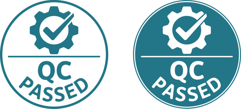 Quality Control Passed Badge Icons for Product Certification and Inspection Approval