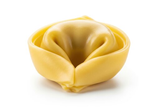 Single Fresh Tortellini Pasta Isolated on White Background - Tradition