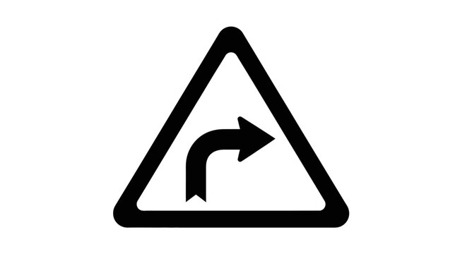 Road sign displays a sharp right turn warning to motorists traveling on public highways.