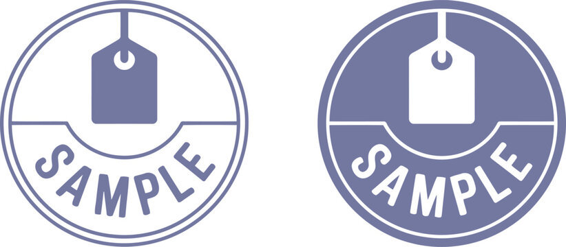 Minimalist Sample Tag Badge Icon Set in Blue Circle for Branding and Label Design