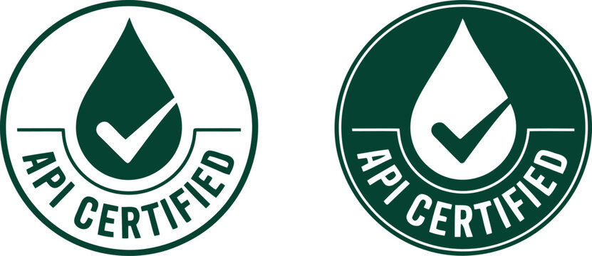 API Certified Badge Vector Icons with Check Mark for Oil Industry and Product Quality Assurance