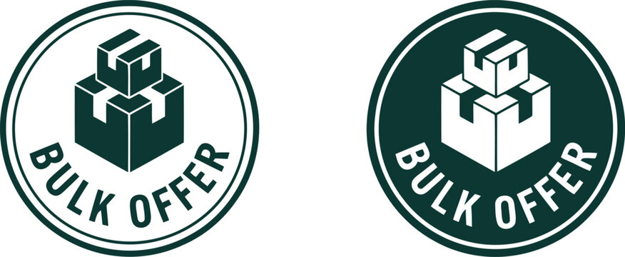Bulk Offer Badge Icon Set for Wholesale Discounts and Retail Promotions in Vector Format