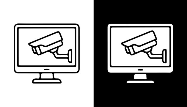 Surveillance screen Icon: Capturing the essence of modern security, two monitors showcase sleek surveillance cameras.