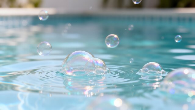 Bubbles floating on pool water