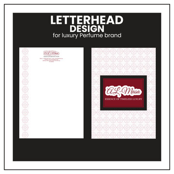 Elegant High-End Letterhead design for Perfume Brand with Black and Maroon Color Theme