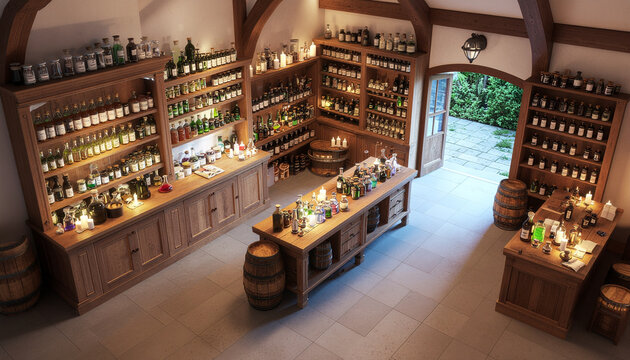 Potion shop interior display