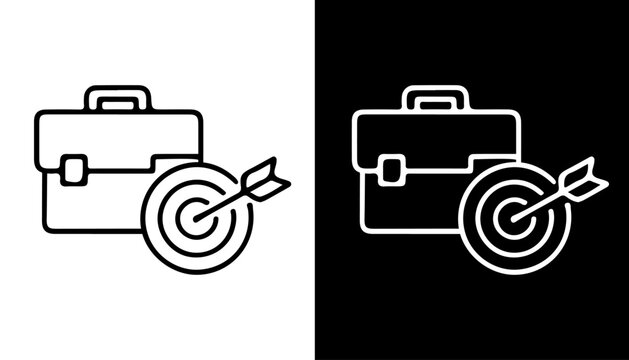Business Target and Briefcase Icon: This icon represents the precision needed to achieve business objectives, with a target perfectly centered, symbolized by a briefcase