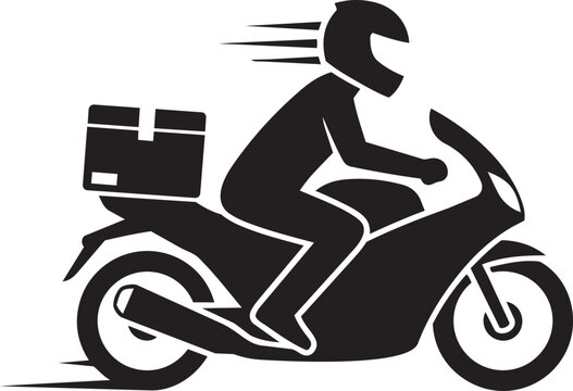 Motorcycle delivery courier icon vector isolated on white background flat design