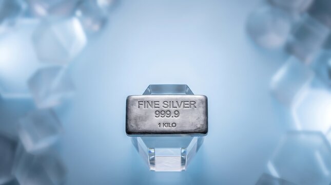 One Kilogram Fine Silver Bar 999.9 Purity Investment on Silver Market Background
