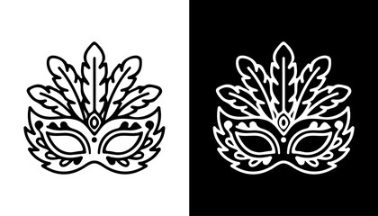 Intriguing Masquerade: A detailed sketch of an ornate mask, exuding an air of mystery and festivity, rendered in a striking monochrome palette, inviting viewers into a world of secrecy and charm. © iconstore