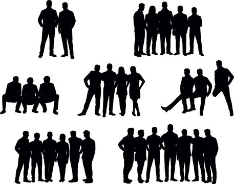 Diverse Business People Silhouettes Group Poses Collection