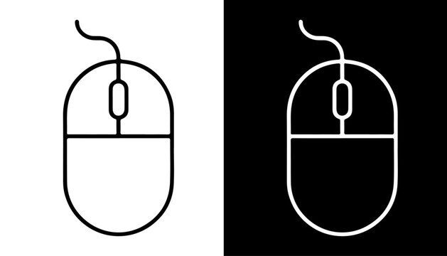 Modern Mouse Icon Set: Two sleek mouse icons, elegantly illustrated in black and white, capture the essence of modern technology and user interface design.