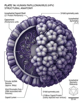 Human Papillomavirus HPV Structural Anatomy Detailed Medical Illustration