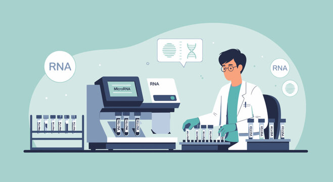 Scientist working with RNA analysis machine in modern laboratory